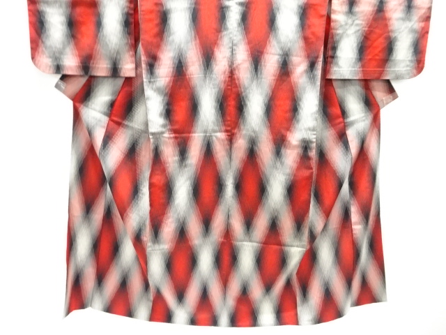  大正ロマン　幾何学模様織り出しお召単衣着物